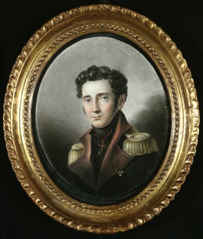 Bir Rus Subayının Portresi, 1818 (kağıt üzerinde wc) by Russian School