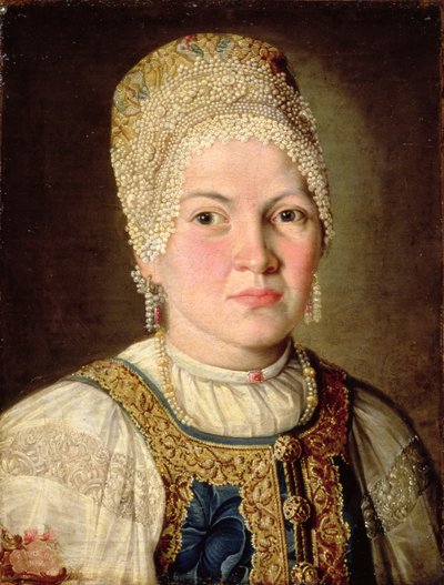Rus Kostümlü Kadın Portresi, 1769 by Russian School