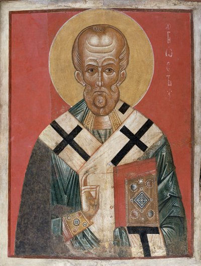 St. Nicholas, Novgorod okulu, c.1300 (geso üzerinde tempera) by Russian School