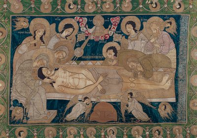 Entombment, Moskova Okulu, 1678 (işlemeli ipek) by Russian School