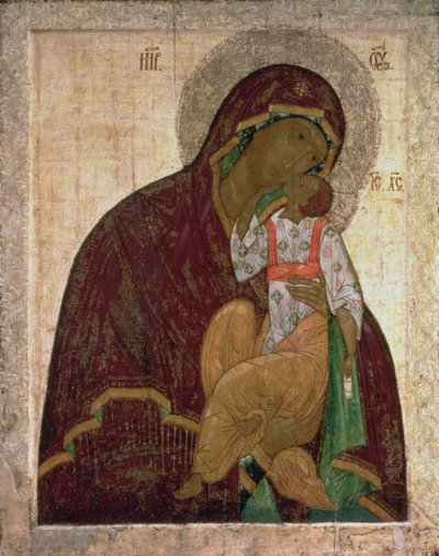 Alçakgönüllü Yakhroma Madonna, Rus ikonu, muhtemelen Pskov Okulu (panelde mizaç) by Russian School