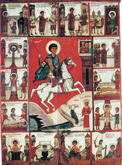 Hayatından Sahnelerle Aziz George, 14. yüzyıl. by Russian icon.