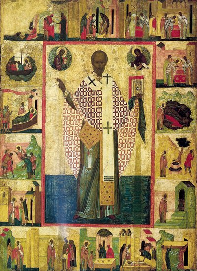 Hayatından Sahneler ile Zaraisk Aziz Nikolaos, 16. yüzyılın başlarında. by Russian icon.