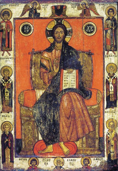 Kurtarıcı, Seçilmiş Azizlerle Tahta Geçti, 13. yüzyılın sonu - 14. yüzyılın başları. by Russian icon.
