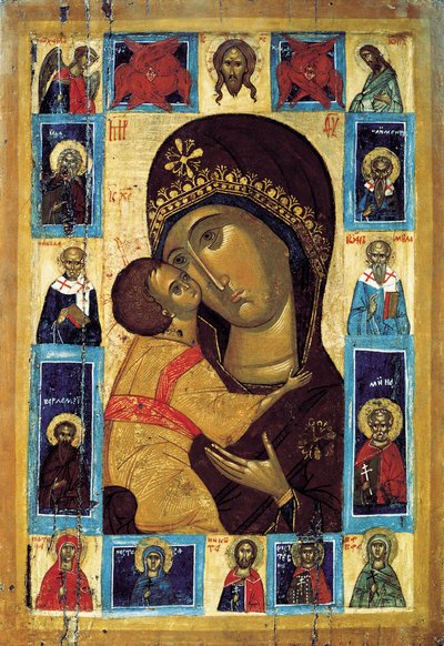 Seçilmiş Azizlerle Bakire Eleusa, 16. yüzyılın başlarında. by Russian icon.
