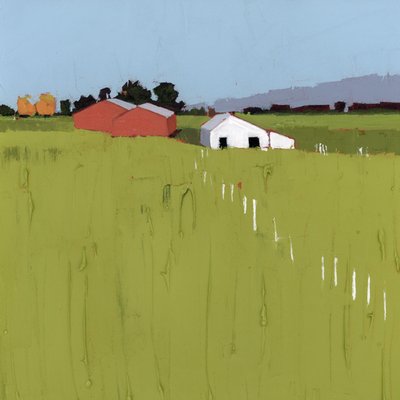 Çit Hattı, 2025 (ahşap panel üzerine akrilik) by Ruth Lague