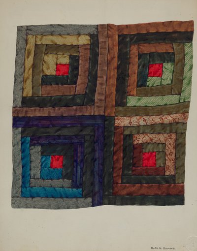Log Kabin Yorganı, c. 1937. by Ruth M Barnes