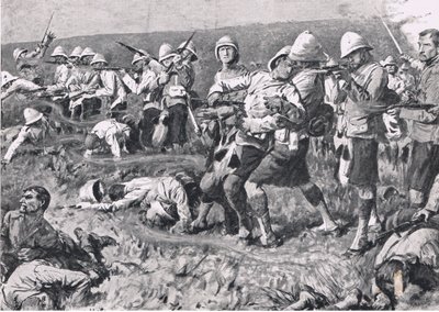 Majuba Tepesi, 27 Şubat 1881 (1. Boer Savaşı), İngiliz Kara ve Deniz Savaşlarından bir çizim, 1915 by S. Begg