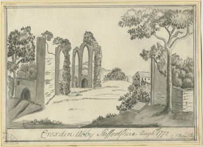 Croxden Abbey: sepya çizimi, 6 Ağustos 1772 (çizim) by S Bentley