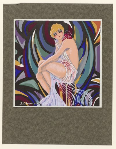 Femmes Modernes, 1926: Perdeli oturan kadın. by S Chompré