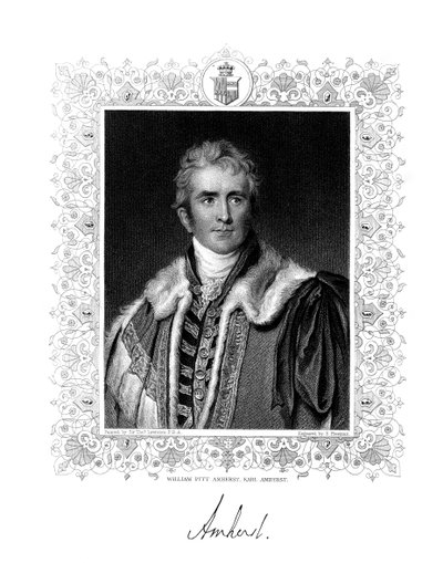 William Pitt Amherst, 1. Earl Amherst, İngiliz devlet adamı ve diplomat, 19. yüzyıl. by S. Freeman