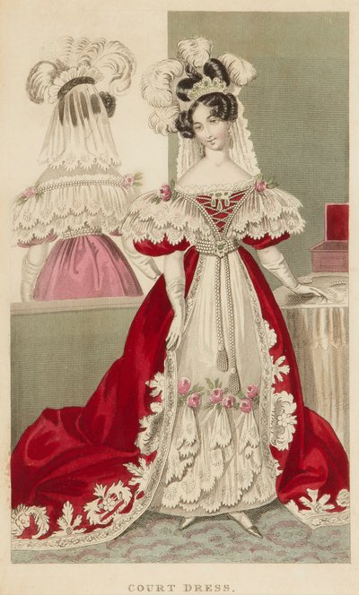 Mahkeme elbisesi, c.1831 (el renginde gravür) by S. Robinson