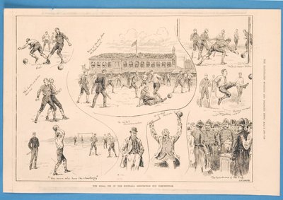 'The Illustrated Sporting and Dramatic News'ten Football Association Cup Müsabakasının Final Beraberliği, 6 Nisan 1889 (taşlı taş) by S. T. Dadd