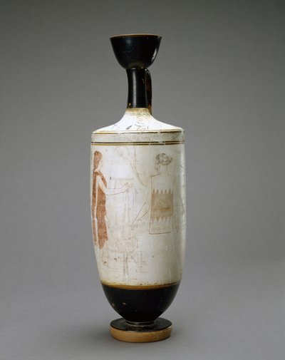 Beyaz Zemin Lekythos ve Genç Kadın Mezarda, MÖ 450-440 (pişmiş toprak beyaz zeminli) by Sabouroff Painter (attr. to)