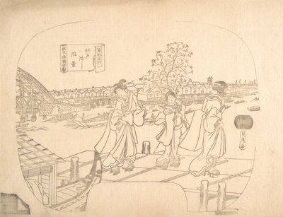 Fan için Prova Satır-Blok Baskı, 19. yüzyıl. by Sadahide Utagawa
