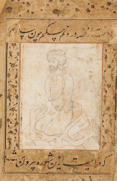 Paltosunun üzerine diz çökmüş derviş, 16. yüzyılın sonlarında - 17. yüzyılın başlarında by Sadiqi Beg