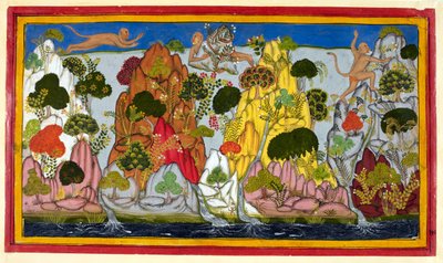 Hanuman kutsal bitkileri aramak için Himalayalar