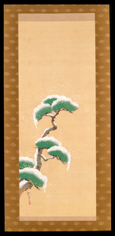 Hanging Scroll Depicting A Snow Clad Pine, from A Triptych of the Three Seasons, Japanese, early 19th century  by Sakai Hoitsu
