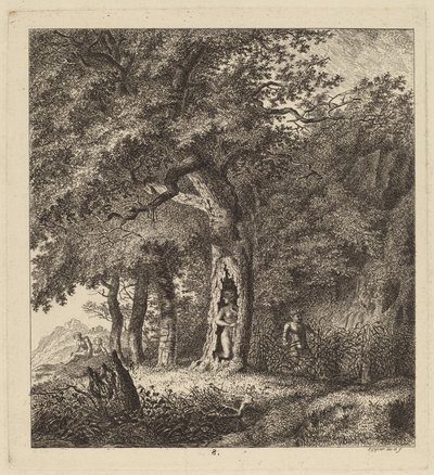 Bir Peri ve Bir Satyr ile Ormanlık Peyzaj, 1764. by Salomon Gessner