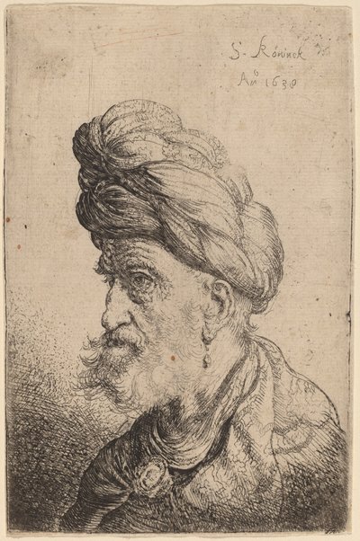 Sarıklı Bir Adamın Büstü Sola Bakıyor by Salomon Koninck