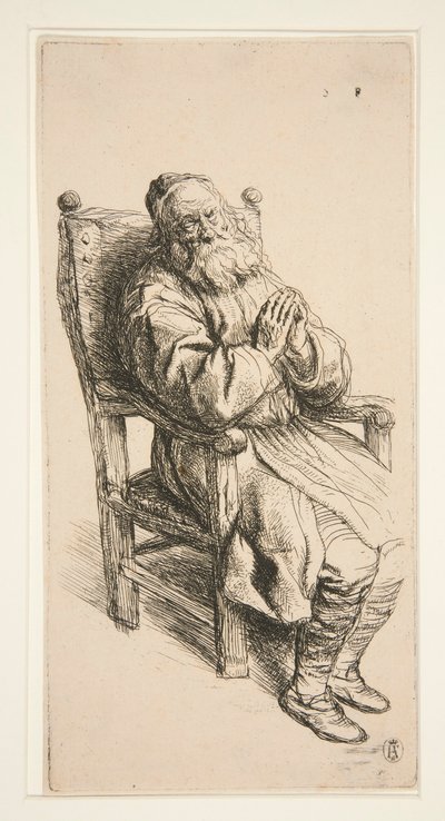 Koltukta Uyuyan Yaşlı Adam by Salomon Koninck