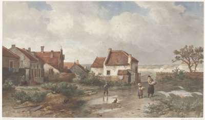 Dunes'da Bir Köyün Kenarındaki Evler by Salomon Leonardus Verveer