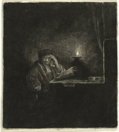 Mum Işığında Bir Masada Öğrenci by Salomon Savery