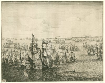 Duins Savaşı (sol plaka), 1639 by Salomon Savery