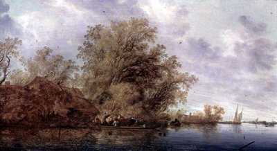 Ormanlık Nehir Manzarası by Salomon van Ruisdael or Ruysdael