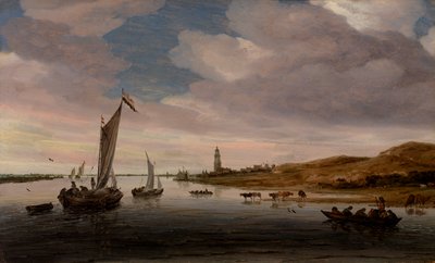 Rhenen yakınlarındaki Ren Nehri Manzarası by Salomon van Ruysdael