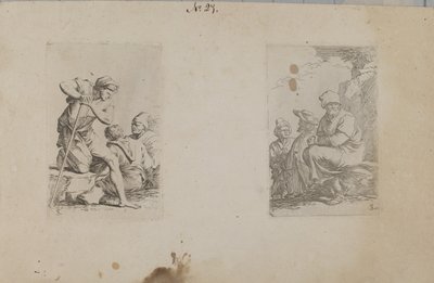 (Heykelcik Serisi) Kaya Üzerinde Tek Ayağıyla Diz Çökmüş Adam by Salvator Rosa