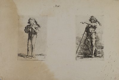 (Heykelcik Serisi) Tüylü Şapkalı, Ellerini Dinlendiren Yaşlı Adam by Salvator Rosa