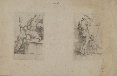 (Figürin Serisi) Oturan Adam, Arkadan Görünüyor, Elinde Balta Tutuyor by Salvator Rosa