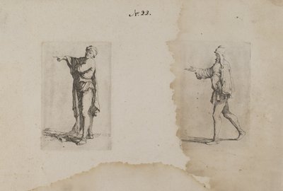 (Figürin Serisi) Ayakta Duran Adam, Sola İşaret Ediyor by Salvator Rosa