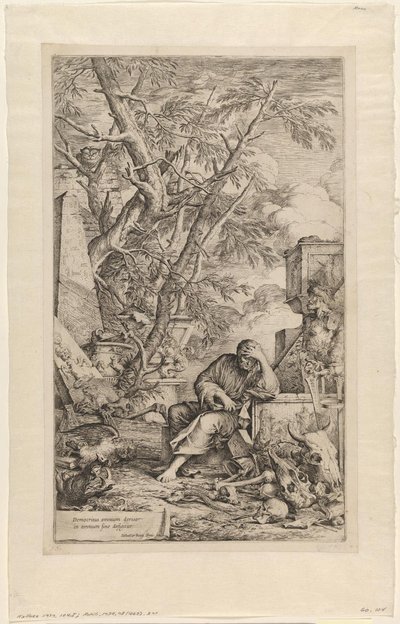 Meditasyonda Demokritos by Salvator Rosa