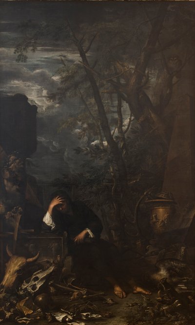 Meditasyonda Demokritos by Salvator Rosa