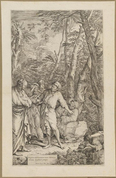 Diogenes kasesini çöpe atıyor by Salvator Rosa