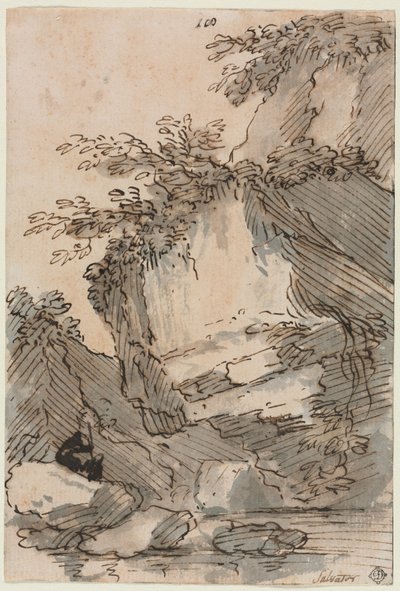 Kayalık Bir Havuzdan Rakamlar by Salvator Rosa