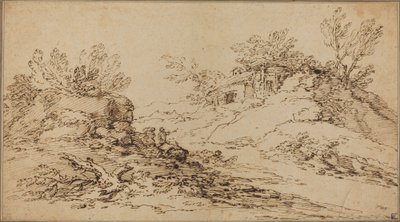 Rustik Bir Ev ile Kayalık Manzara by Salvator Rosa
