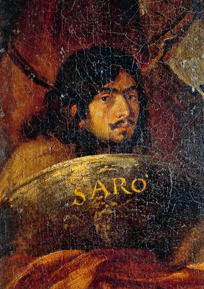 Ressamın otoportresi, Hıristiyanlar ve Türkler arasındaki savaştan detay, Salvator Rosa (1613-1673), tuval üzerine yağlıboya, 234x350 cm by Salvator Rosa