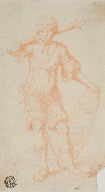 ayakta savaşçı by Salvator Rosa