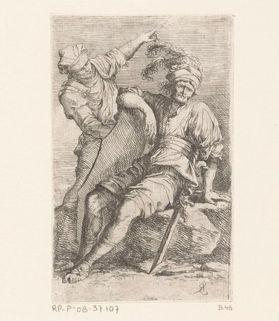 iki asker Küçük Figürler (dizi başlığı) Şekil (seri başlığı) by Salvator Rosa