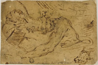 İki Boğuşma Figürü by Salvator Rosa
