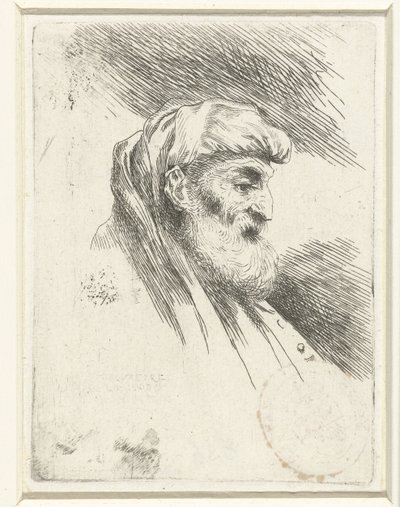 Sakallı yaşlı bir adamın başı Oryantal başlıklı kafalarla ilgili küçük bir çalışma (seri başlığı) by Salvatore Castiglione (signed by artist)
