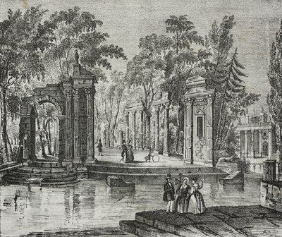Lazienki Park'taki adadaki amfitiyatro, Varşova, Polonya, Poliorama Pittoresco'dan Salvatore Puglia'nın litografisi, n 51, 30 Temmuz by Salvatore Puglia