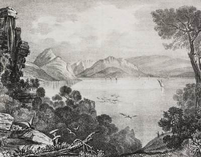 Ulysses'in Calypso adasındaki sarayına ait olduğu düşünülen antik kalıntılar, Corcyra adası (bugün Korfu), İyon Adaları, Yunanistan, Poliorama Pittoresco'dan Salvatore Puglia'nın litografisi, n 22, Ocak 4 by Salvatore Puglia