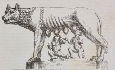 Capitoline dişi kurt, bronz heykel, Roma, Lazio, İtalya, Poliorama Pittoresco'dan Salvatore Puglia tarafından litografi, n 25, 25 Ocak by Salvatore Puglia