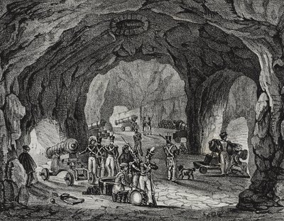 Cebelitarık Kayası yakınlarındaki mağara, İspanya, Poliorama Pittoresco'dan Salvatore Puglia tarafından litografi, n 20, 24 Aralık by Salvatore Puglia