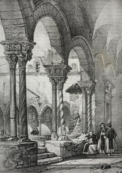 Cloister of Church of Saint Dominic, Palermo, Poliorama Pittoresco'dan Salvatore Puglia tarafından litografi, n 11, 23 Ekim by Salvatore Puglia