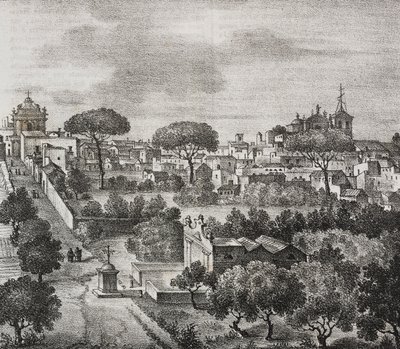 Mesagne'nin doğu görünümü, Apulia, İtalya, Poliorama Pittoresco'dan Salvatore Puglia tarafından litografi, n 45, 15 Haziran by Salvatore Puglia